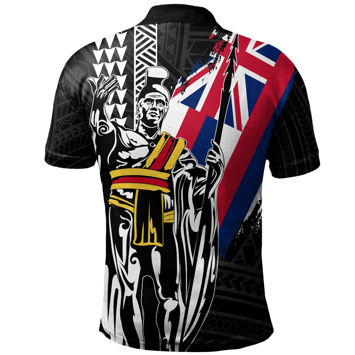 Hawaii Polo Shirt King Kamehameha I Kakau Flag Grunge