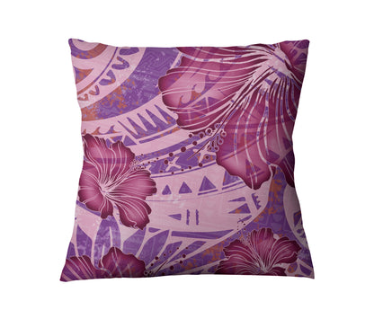 Hawaii Pillow Cover Polynesian Motif Purple Hibiscus