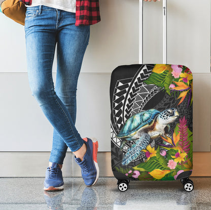 Hawaii Luggage Cover Turtle Ocean Spiral Polynesian Patterns