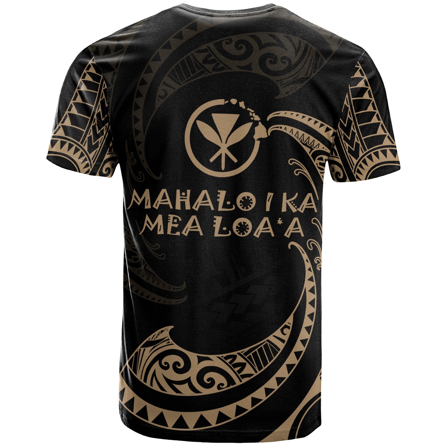 Personalized Quote Hawaii Polynesian T-Shirt - Gold Tribal Wave