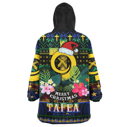 Tafea Polynesian Christmas Snug Hoodie - Tafea Vanuatu Coat of Arms Christmas Hat Polynesian Patterns Oodie Blanket