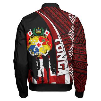 Tonga Bomber Jacket - Coat Of Arms Tapa Tonga Patterns