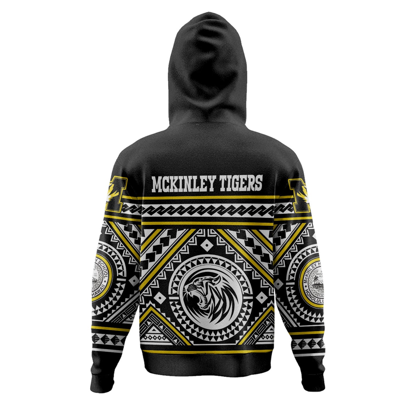 Hawaii McKinley Tigers Custom Polynesian Hoodie - President William McKinley High School Tigers Tribal Style