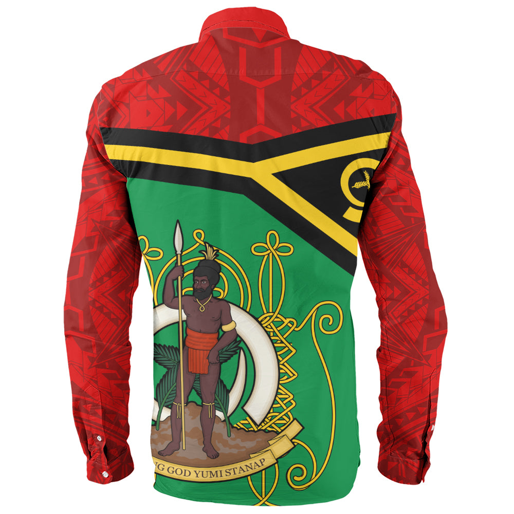 Vanuatu Long Sleeve Shirt Melanesia Flag And Coat Of Arms