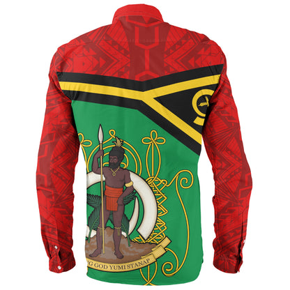 Vanuatu Long Sleeve Shirt Melanesia Flag And Coat Of Arms