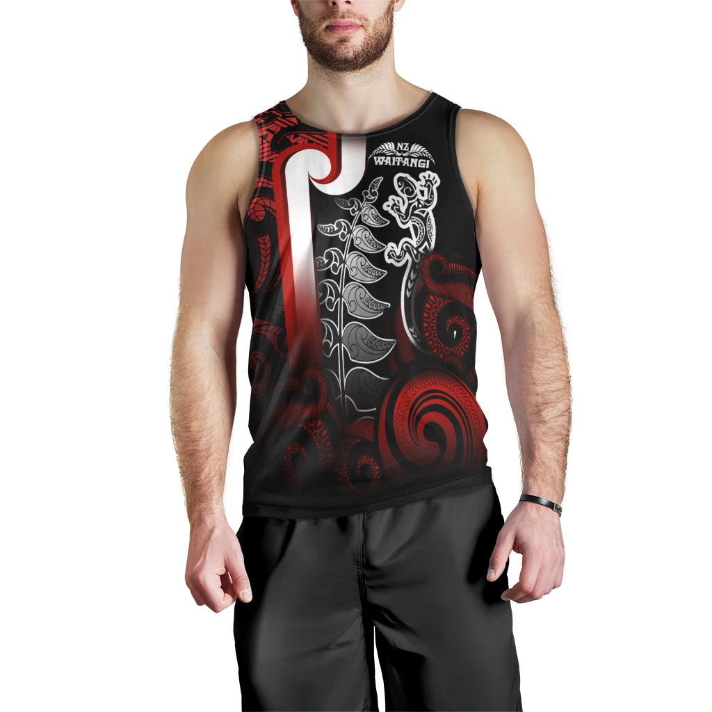 New Zealand Gradient Men Tank Top - Maori Tino Rangatiratanga With Lizard And Silver Fern