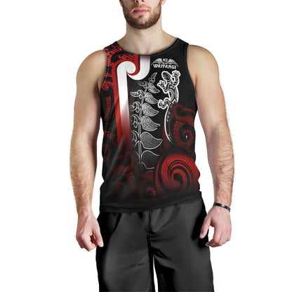 New Zealand Gradient Men Tank Top - Maori Tino Rangatiratanga With Lizard And Silver Fern