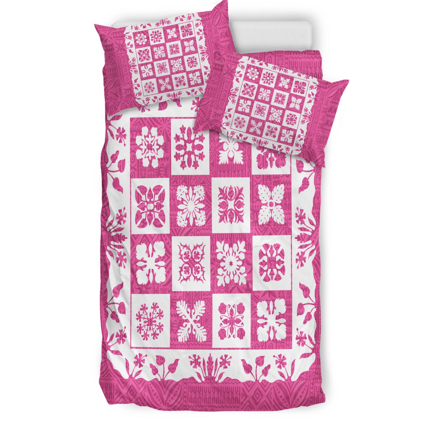 Hawaii Bedding Set Pink Hawaii Pattern Polynesian Color