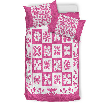 Hawaii Bedding Set Pink Hawaii Pattern Polynesian Color
