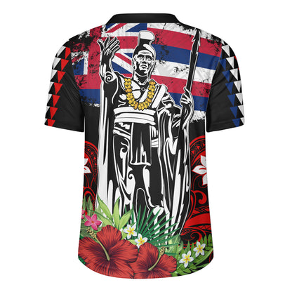 Hawaii Rugby Jersey King Kamehameha I Tribal Flag Tropical Style
