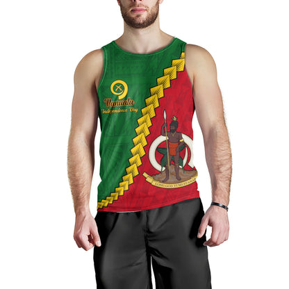Vanuatu Tank Top Tribal Coat Of Arms With Flag Independence Day
