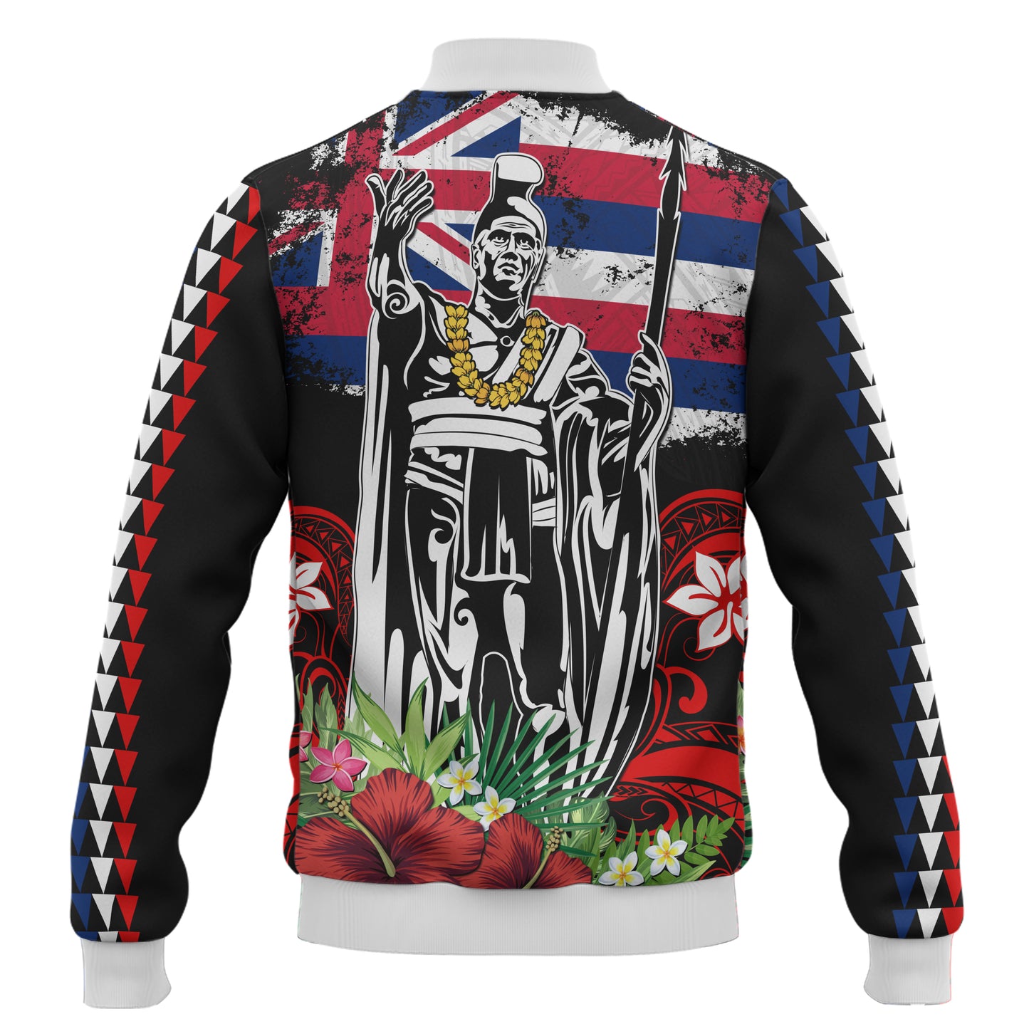 Hawaii Baseball Jacket King Kamehameha I Tribal Flag Tropical Style