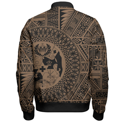 Tonga Bomber Jacket Royal Seal Tribal Pattern