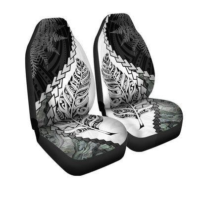 New Zealand Car Seat Covers Silver Fern Maori Pattern