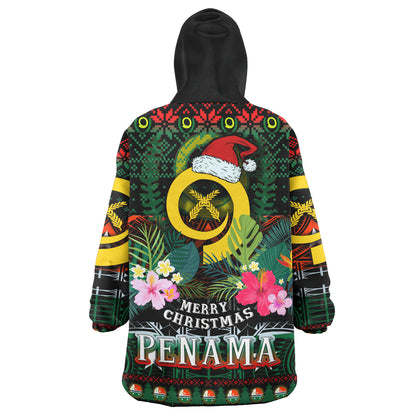 Penama Polynesian Christmas Snug Hoodie - Penama Vanuatu Coat of Arms Christmas Hat Polynesian Patterns Oodie Blanket