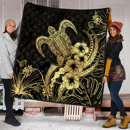 Hawaii Premium Quilt Tribal Polynesia Floral Gold Art