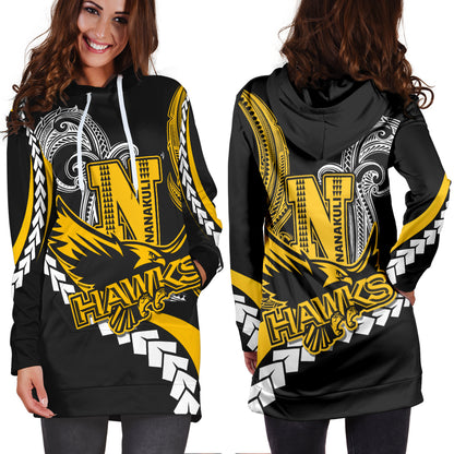 Hawaii Custom Hoodie Dress - Nanakuli High School Polynesian Tribal Pattern