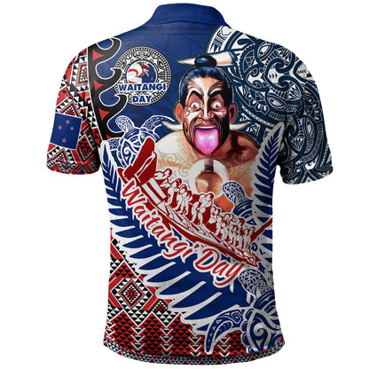 New Zealand Waitangi Day Polo Shirt - Maori Haka Dance With Waka Mataatua