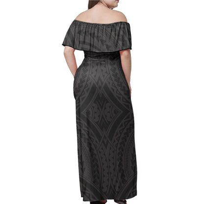 Hawaii Woman Off Shoulder Long Dress - Maui And Pele Create Hawai'i
