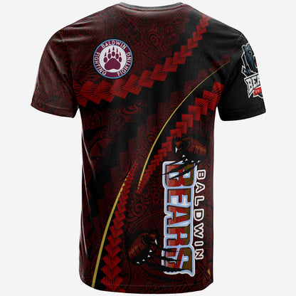 Hawaii Baldwin High School Custom Polynesian T-shirt - Baldwin Super Bears Polynesian Tribal Pattern Scratch Style