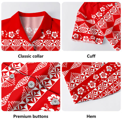 Tonga Hawaiian Shirt Ngatu Design Pattern Hibiscus