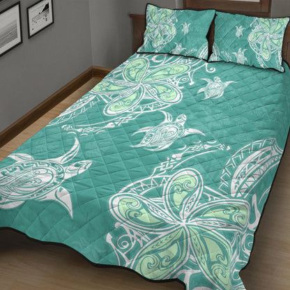 Hawaii Quilt Bed Set Polynesian Pattern Plumeria Turtles