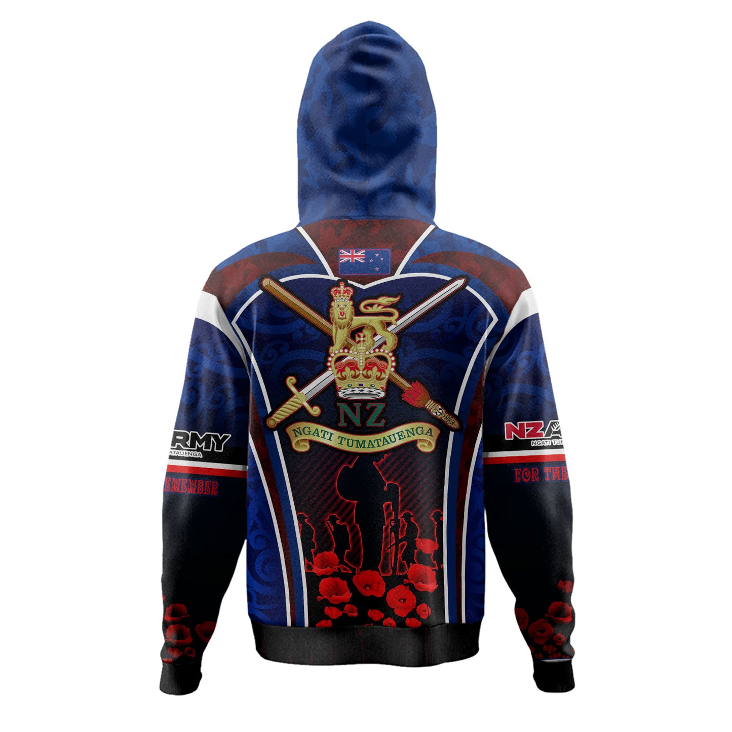 New Zealand Hoodie Custom New Zealand Army Keeping Anzac Spirit Lives Poppies Flower Maori Style