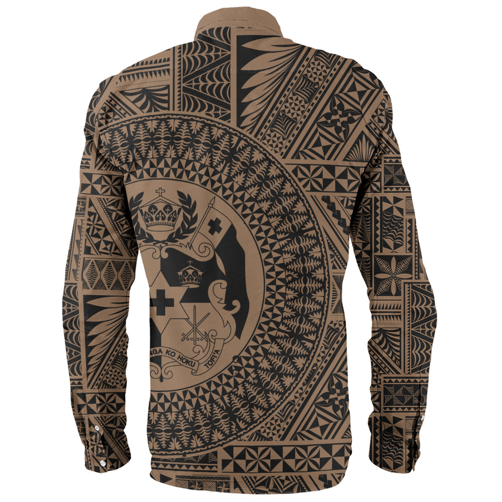 Tonga Long Sleeve Shirt Royal Seal Tribal Pattern