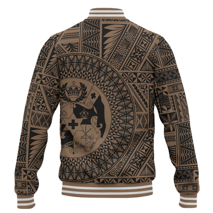 Tonga Baseball Jacket Royal Seal Tribal Pattern