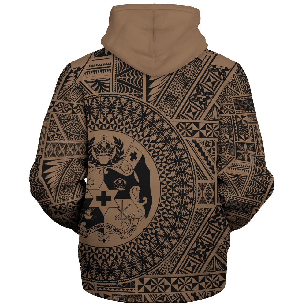 Tonga Sherpa Hoodie Royal Seal Tribal Pattern
