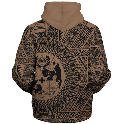 Tonga Sherpa Hoodie Royal Seal Tribal Pattern