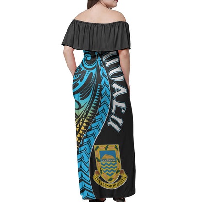 Tuvalu Polynesian Woman Off Shoulder Long Dress - Tuvalu Day with Polynesian Pattern