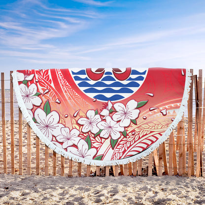 Tahiti Beach Blanket Polynesian Pattern Style White Flowers