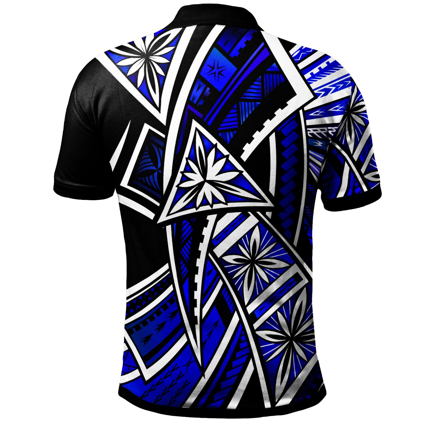Pohnpei Polo Shirt - Tribal Flower Special Pattern Blue Color