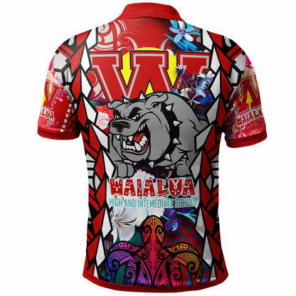 Hawaii Custom Personalised Polo Shirt - Waialua High & Intermediate School SuPer Bulldogs With Sea Turtle Tribal Patterns