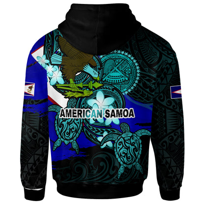 American Samoa Hoodie - American Samoa Independence Day With Bald Eagle And Polynesian Patterns