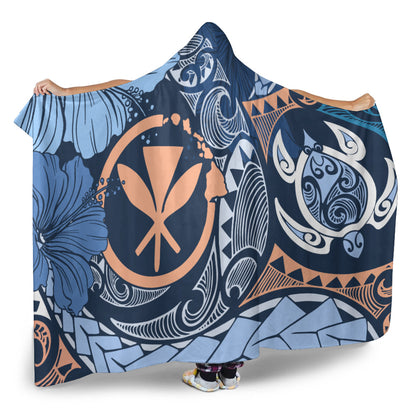 Hawaii Hooded Blanket Kanaka Maoli Tribal Pattern