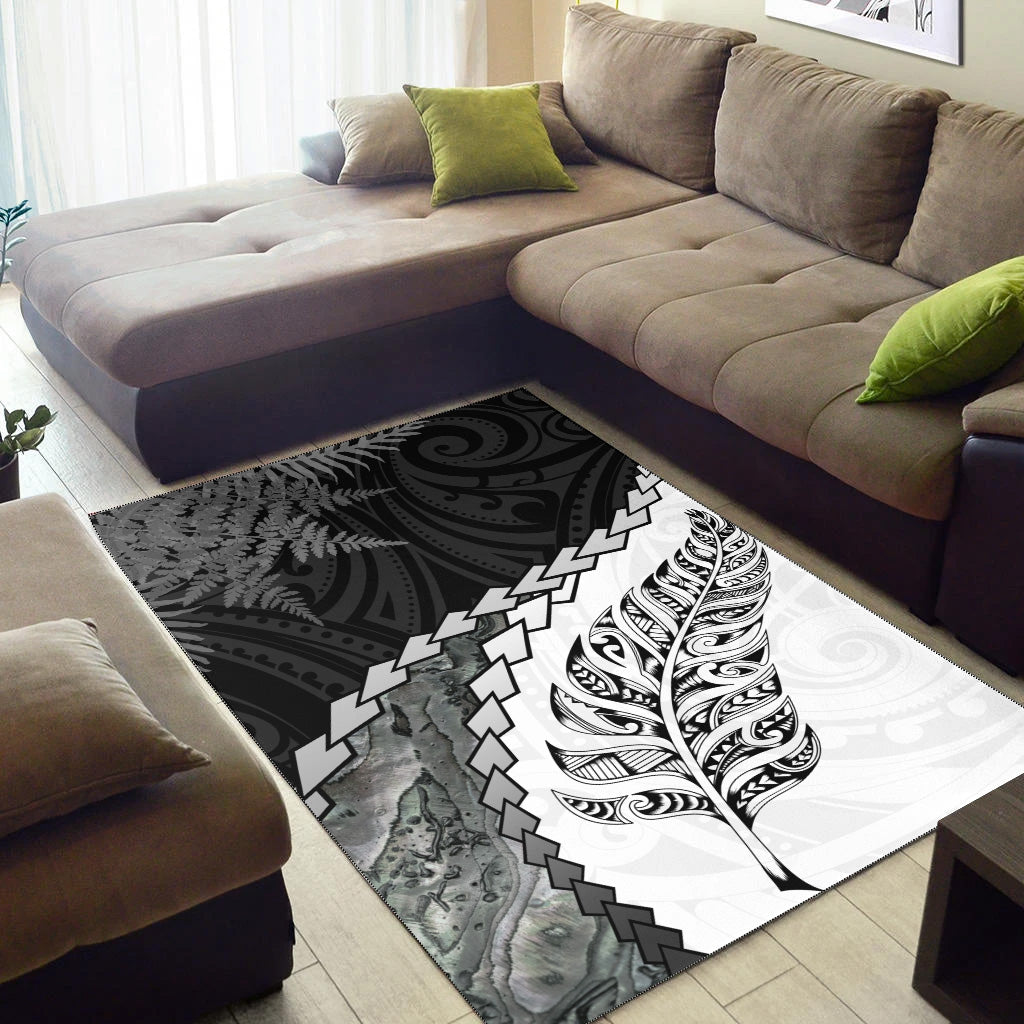 New Zealand Area Rug Silver Fern Maori Pattern