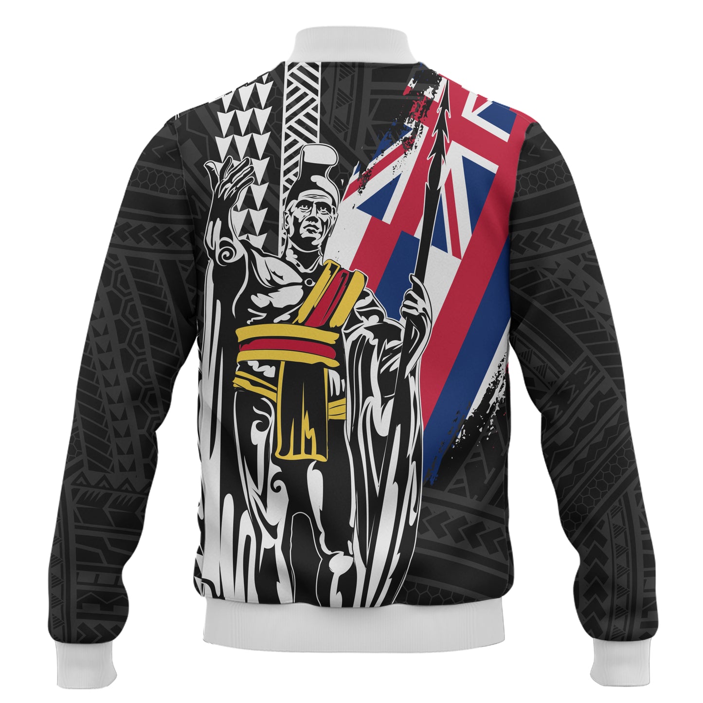 Hawaii Baseball Jacket King Kamehameha I Kakau Flag Grunge