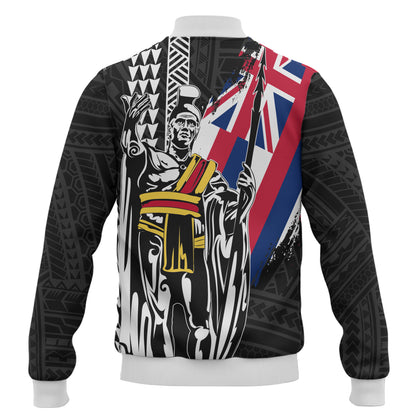 Hawaii Baseball Jacket King Kamehameha I Kakau Flag Grunge