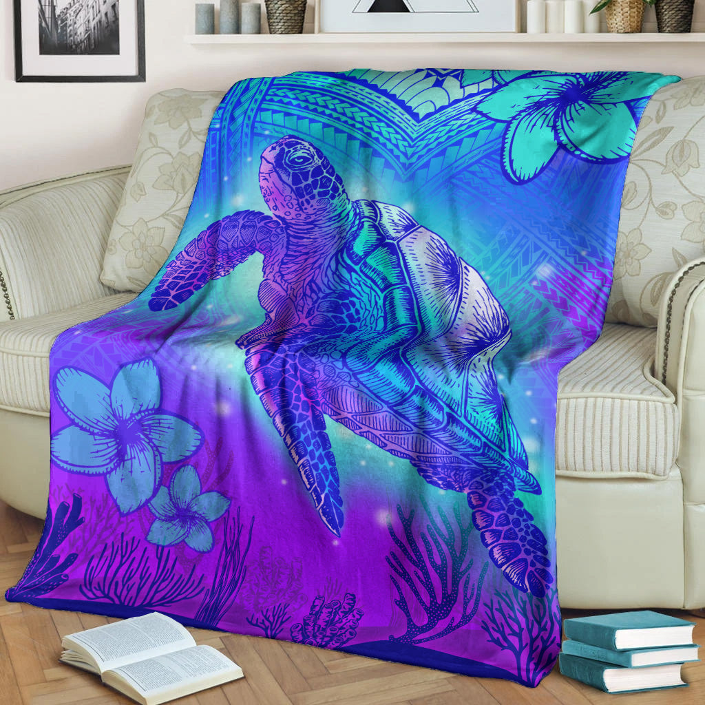 Hawaii Premium Blanket Turtle Underwater Sea Polynesian Style