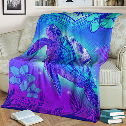 Hawaii Premium Blanket Turtle Underwater Sea Polynesian Style