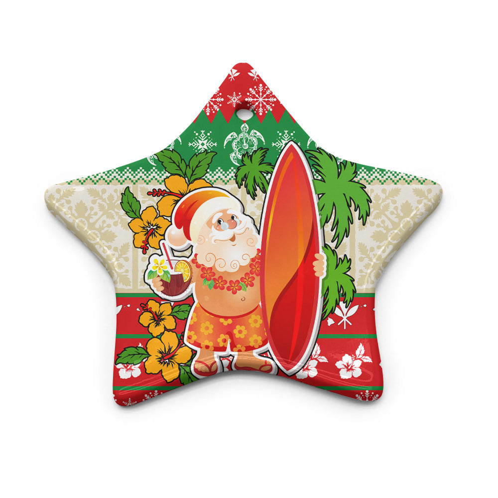 Hawaii Ceramic Ornament Christmas Santa Surfing