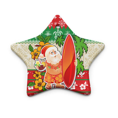 Hawaii Ceramic Ornament Christmas Santa Surfing