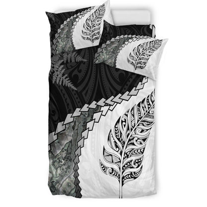 New Zealand Bedding Set Silver Fern Maori Pattern