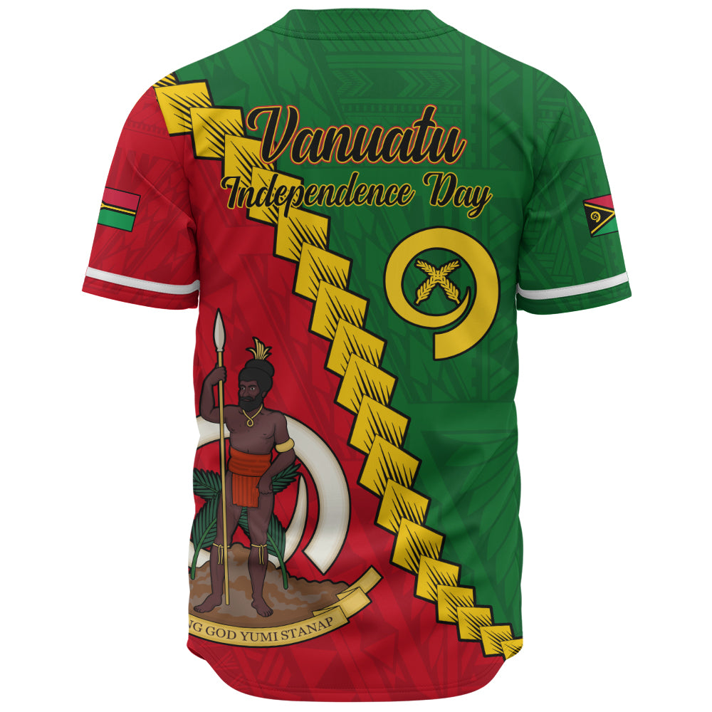 Vanuatu Baseball Shirt Tribal Coat Of Arms With Flag Independence Day