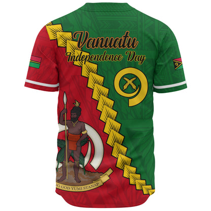 Vanuatu Baseball Shirt Tribal Coat Of Arms With Flag Independence Day