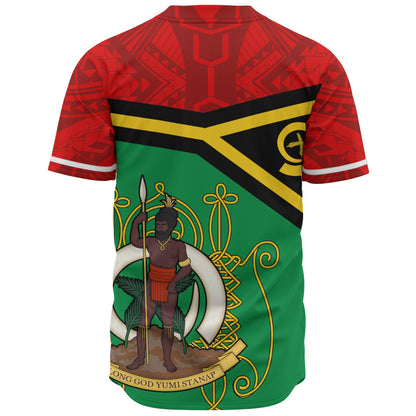 Vanuatu Baseball Shirt Melanesia Flag And Coat Of Arms