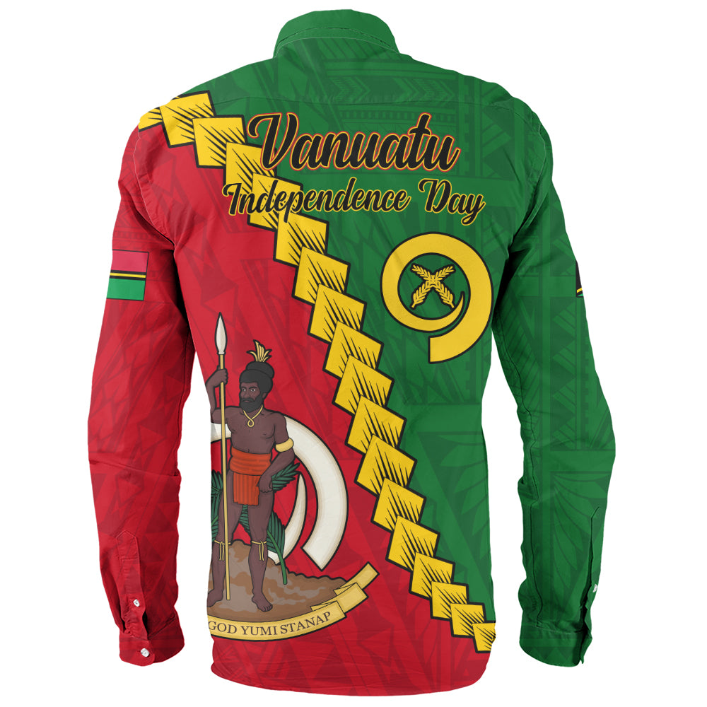 Vanuatu Long Sleeve Shirt Tribal Coat Of Arms With Flag Independence Day