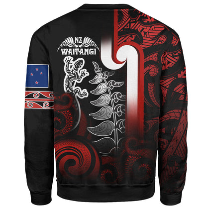 New Zealand Gradient Sweatshirt - Maori Tino Rangatiratanga With Lizard And Silver Fern